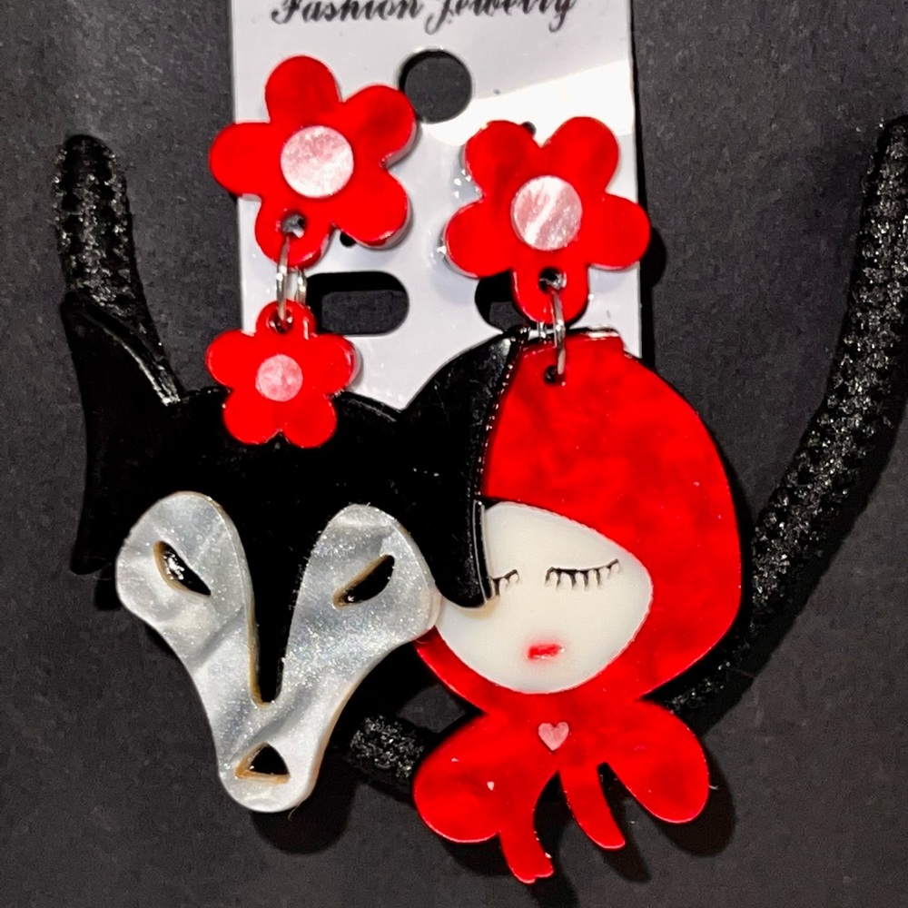 Little red riding hood and the wolf earrings